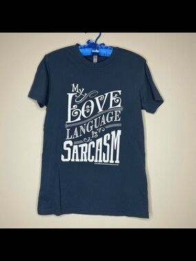 Next Level Apparel Navy “My Love Language is Sarcasm” Graphic Tee